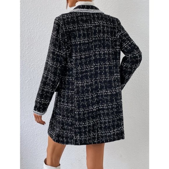 Black Preppy Womens Double Breasted Blazer - Picture 3 of 11